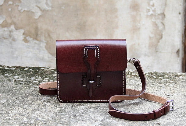 Handmade vintage leather messenger crossbody Shoulder Bag for girl women lady