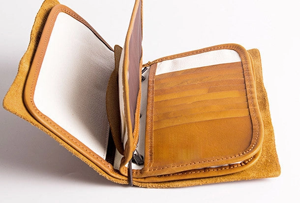Handmade vintage long wallets leather mens zipper clutch wallet for men