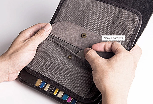 Handmade vintage long wallets leather mens zipper clutch wallet for men