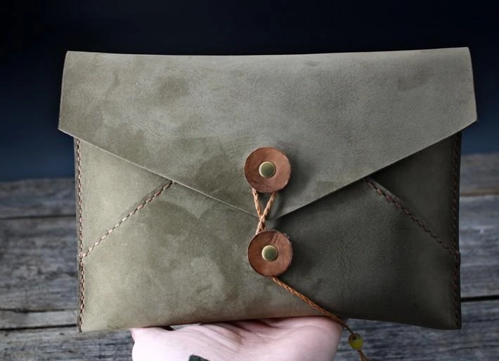 Handmade Vintage Mens Leather Clutch Wallet Cool Wristlet Wallet for Men