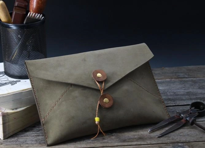 Handmade Vintage Mens Leather Clutch Wallet Cool Wristlet Wallet for Men