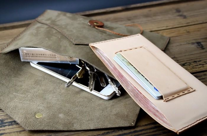 Handmade Vintage Mens Leather Clutch Wallet Cool Wristlet Wallet for Men