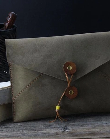 Handmade Vintage Mens Leather Clutch Wallet Cool Wristlet Wallet for Men