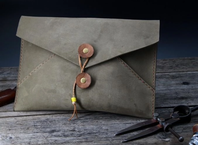 Handmade Vintage Mens Leather Clutch Wallet Cool Wristlet Wallet for Men