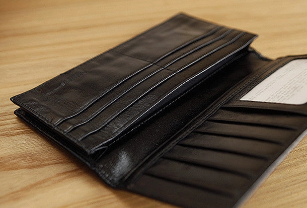 Handmade vintage modern leather clutch bag long wallet ID card holders slots for men