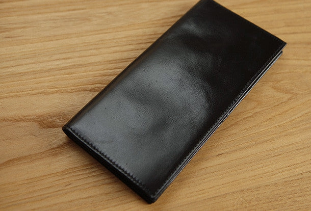 Handmade vintage modern leather clutch bag long wallet ID card holders slots for men