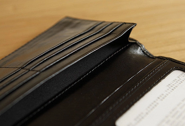 Handmade vintage modern leather clutch bag long wallet ID card holders slots for men