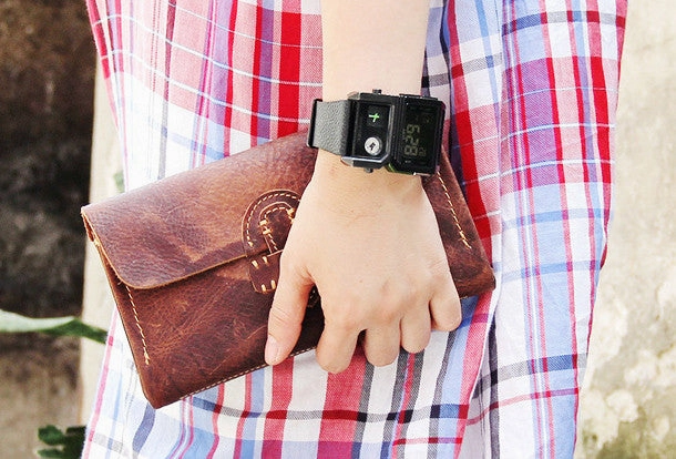 Handmade vintage rustic brown leather clutch long ID cards zip holders wallet for men