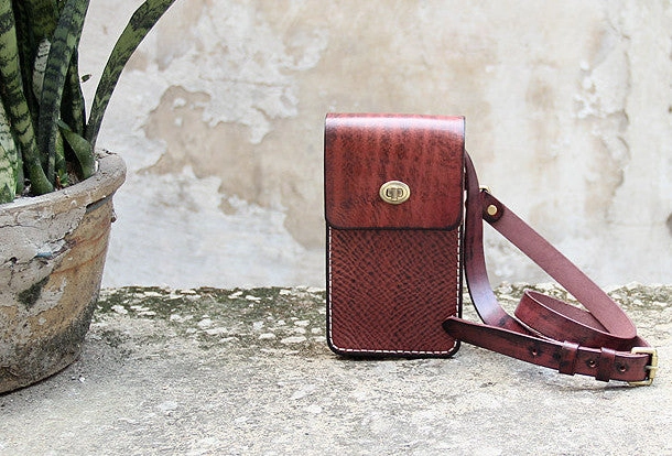 Handmade vintage rustic cute leather crossbody phone Shoulder Bag for girl women