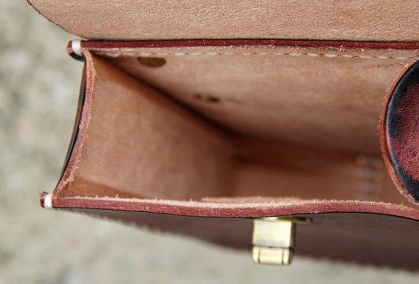 Handmade vintage rustic cute leather crossbody phone Shoulder Bag for girl women