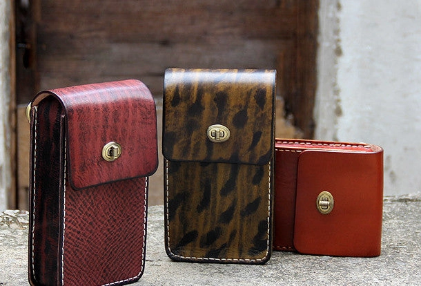 Handmade vintage rustic cute leather crossbody phone Shoulder Bag for girl women
