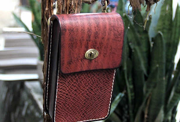 Handmade vintage rustic cute leather crossbody phone Shoulder Bag for girl women