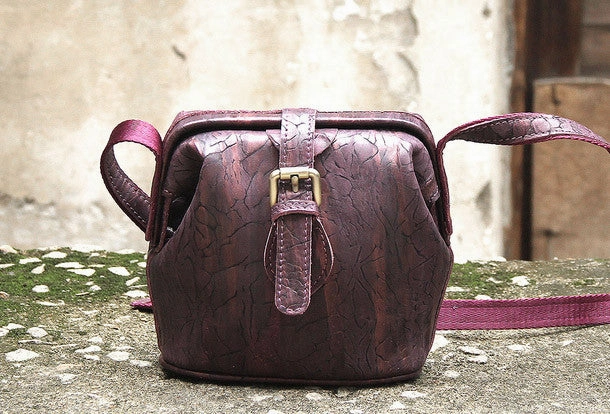 Handmade vintage small purse leather black bag brown shoulder bag crossbody for women