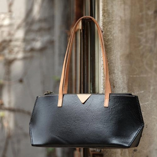 Handmade Vintage Womens Black Leather Handbags Unique Leather Womens Shoulder Purse