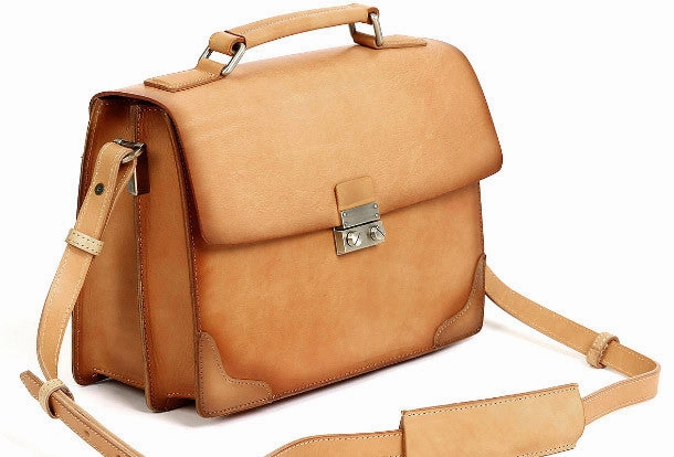 Handmade vintage womens leather messenger bag beige shoulder bags for women
