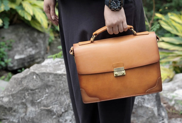 Handmade vintage womens leather messenger bag beige shoulder bags for women