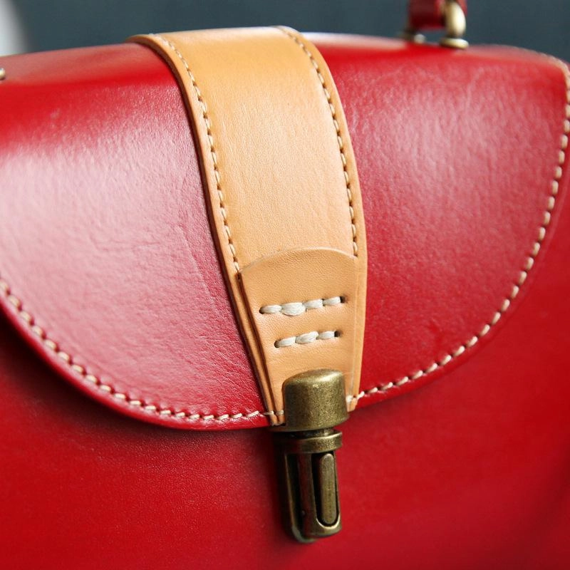 Handmade Women's Black Leather Handbags Purse Vintage Small Handbag Shoulder Bag Purse