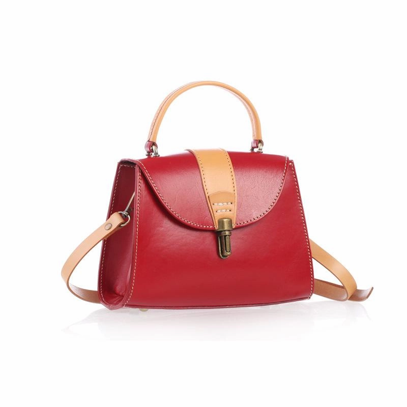 Handmade Women's Black Leather Handbags Purse Vintage Small Handbag Shoulder Bag Purse