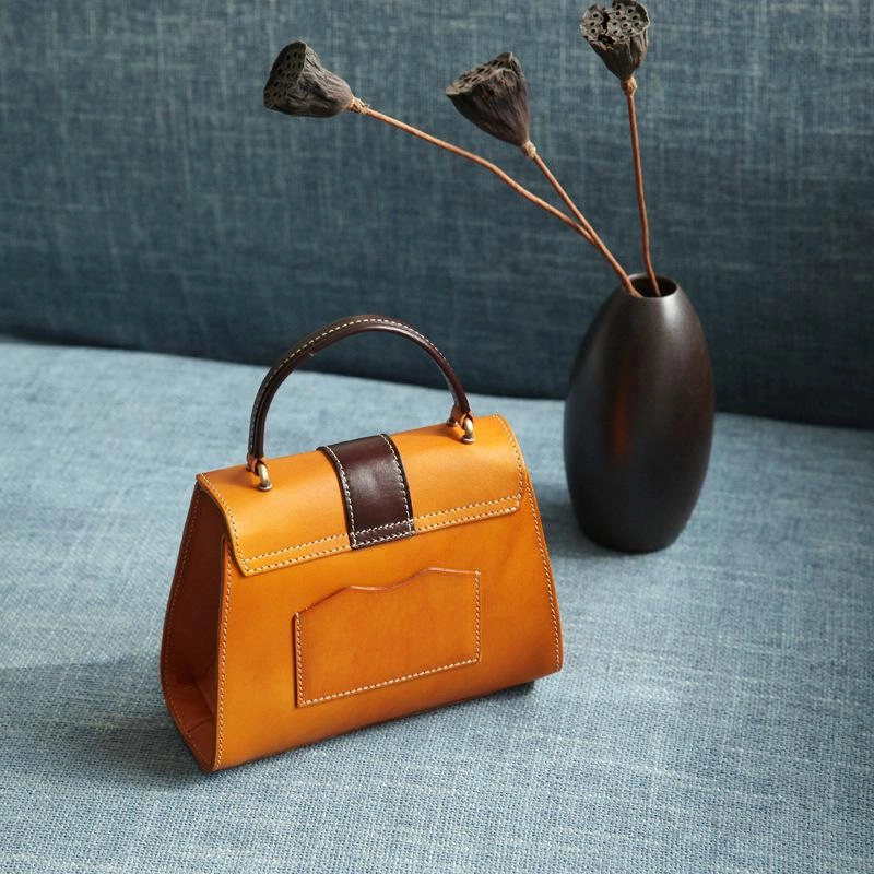 Handmade Women's Black Leather Handbags Purse Vintage Small Handbag Shoulder Bag Purse