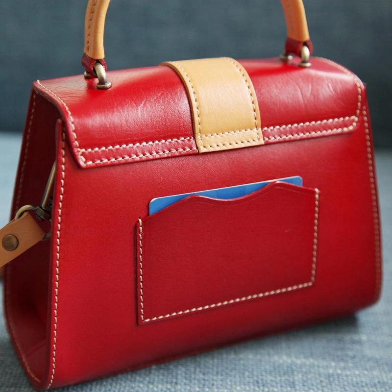 Handmade Women's Black Leather Handbags Purse Vintage Small Handbag Shoulder Bag Purse