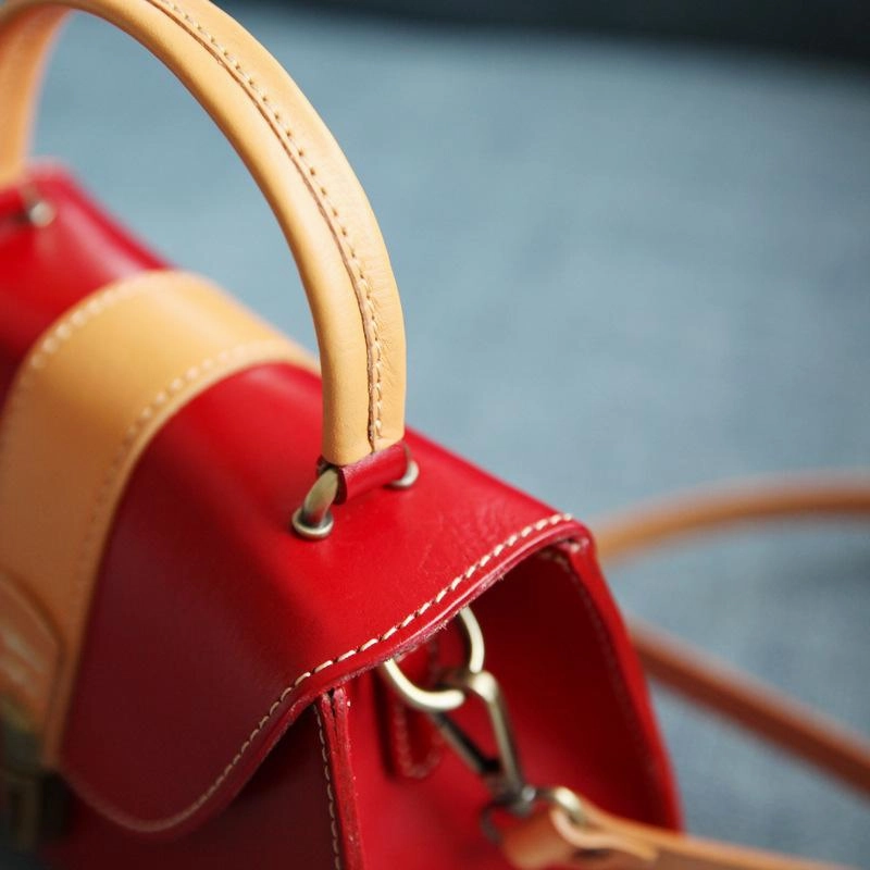 Handmade Women's Black Leather Handbags Purse Vintage Small Handbag Shoulder Bag Purse