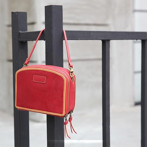 Handmade Women's Black Leather Shoulder Clutch Purse Handbag Crossbody Bag Clutch Purse