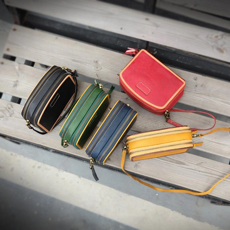 Handmade Women's Black Leather Shoulder Clutch Purse Handbag Crossbody Bag Clutch Purse