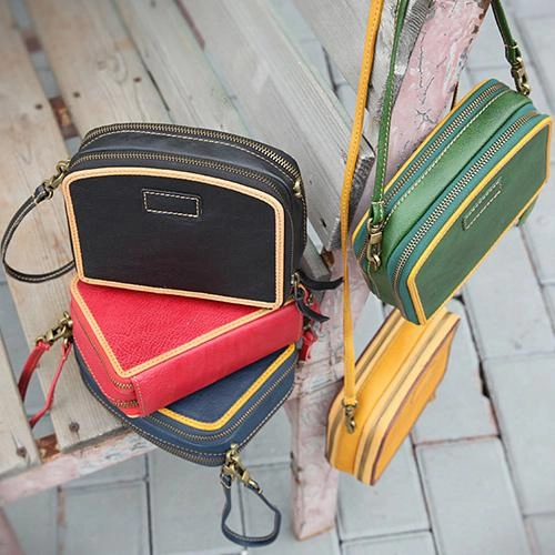 Handmade Women's Black Leather Shoulder Clutch Purse Handbag Crossbody Bag Clutch Purse