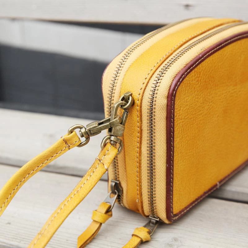 Handmade Women's Black Leather Shoulder Clutch Purse Handbag Crossbody Bag Clutch Purse