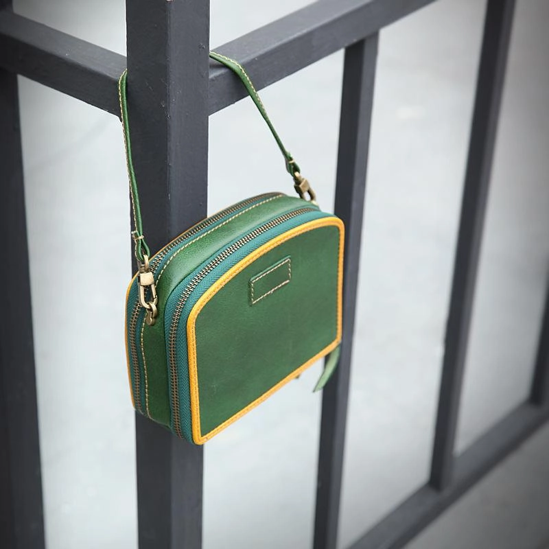 Handmade Women's Black Leather Shoulder Clutch Purse Handbag Crossbody Bag Clutch Purse
