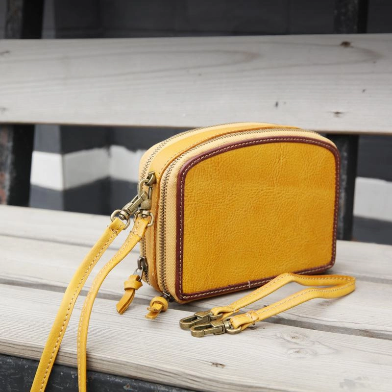 Handmade Women's Black Leather Shoulder Clutch Purse Handbag Crossbody Bag Clutch Purse