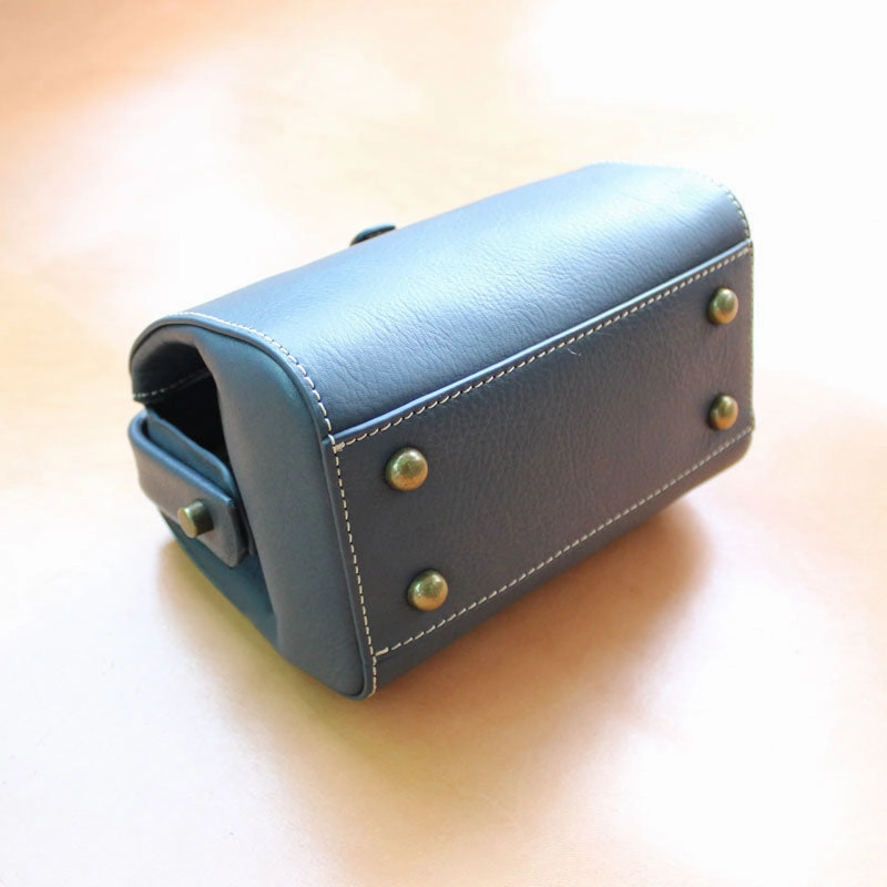 Handmade Womens Black Leather Mini Doctor Handbags Shoulder Purses Black Doctor Purses for Women