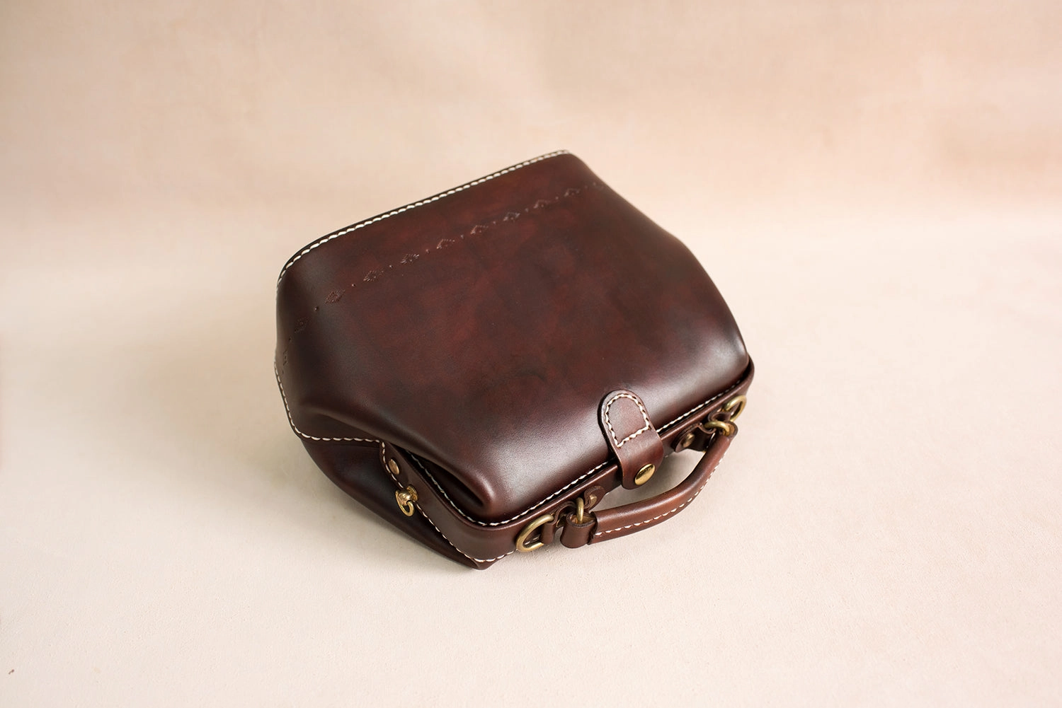 Handmade Womens Coffee Leather doctor Handbag shoulder doctor bags Purse for women