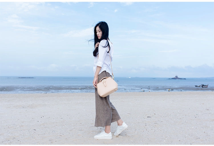Handmade Womens Coffee Leather doctor Handbag shoulder doctor bags Purse for women
