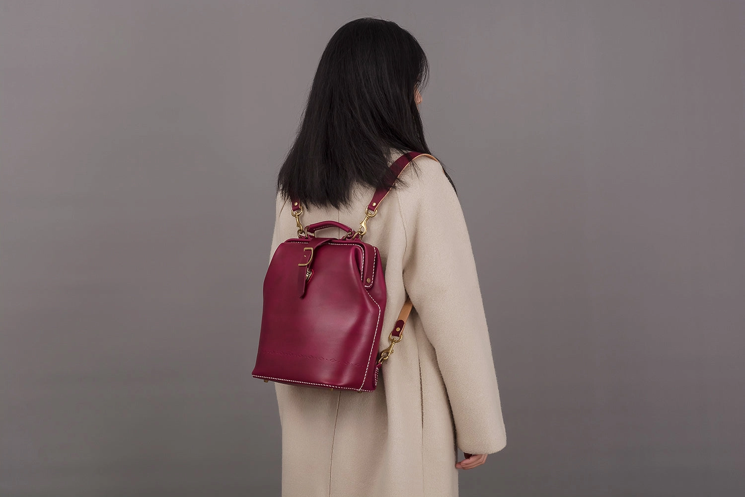 Handmade Womens Green Leather Doctor Backpack Purse Shoulder Doctor Handbag for Women