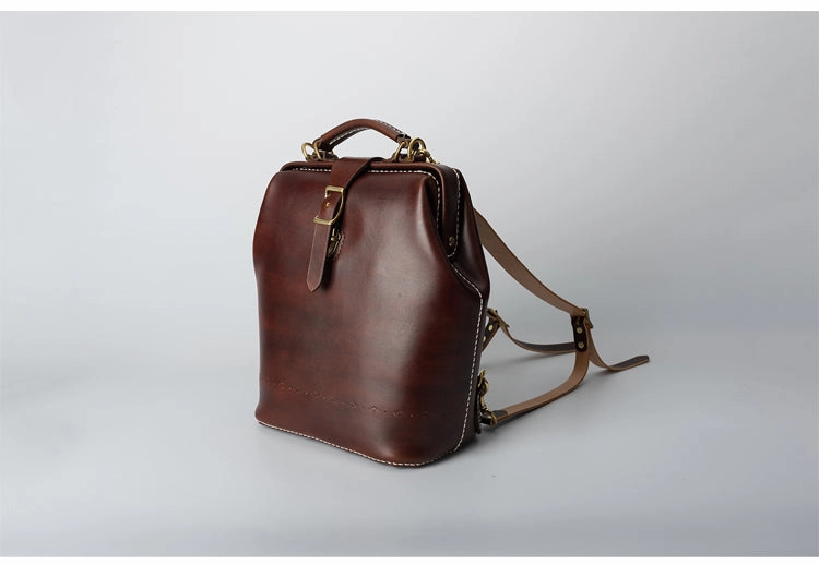 Handmade Womens Green Leather Doctor Backpack Purse Shoulder Doctor Handbag for Women