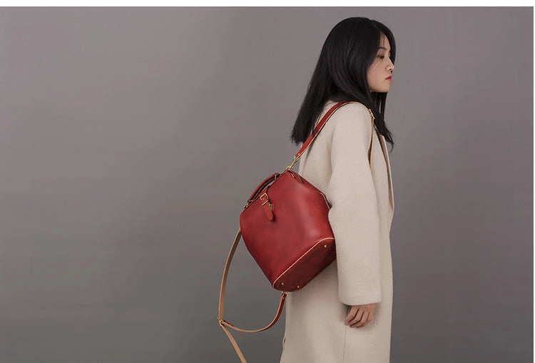 Handmade Womens Green Leather Doctor Backpack Purse Shoulder Doctor Handbag for Women
