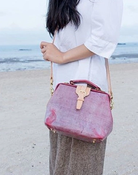 Handmade Womens Red Leather doctor Handbag shoulder doctor bags Purse for women