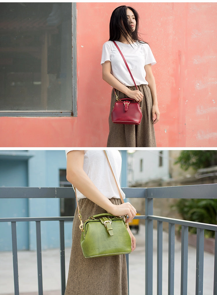 Handmade Womens Rose Leather Small doctor Purse Rose shoulder doctor bags for women