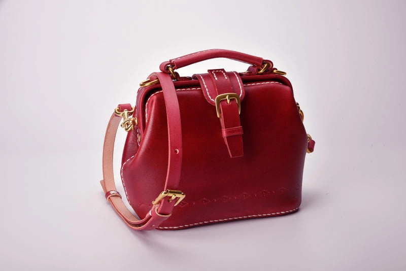 Handmade Womens Rose Leather Small doctor Purse Rose shoulder doctor bags for women