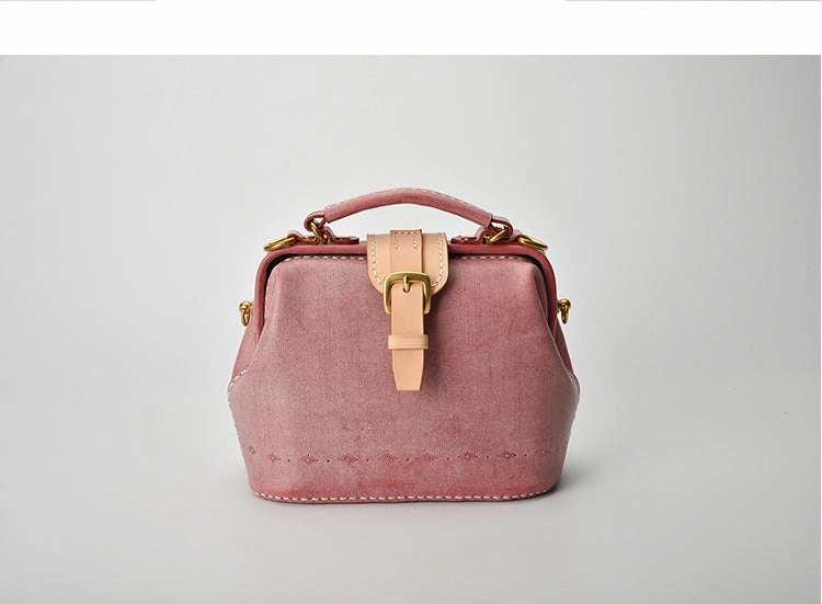 Handmade Womens Rose Leather Small doctor Purse Rose shoulder doctor bags for women