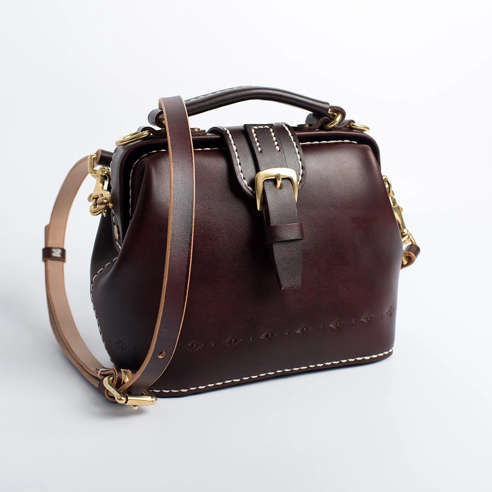 Handmade Womens Rose Leather Small doctor Purse Rose shoulder doctor bags for women