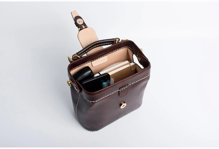 Handmade Womens Rose Leather Small doctor Purse Rose shoulder doctor bags for women