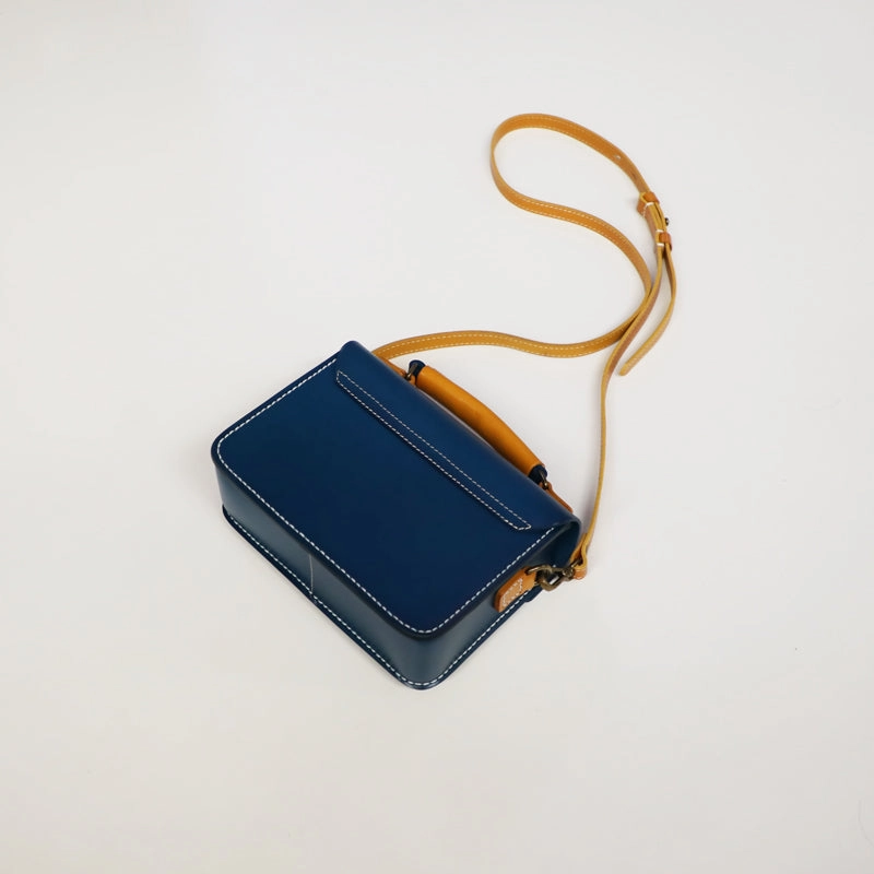 Handmade Womens Tan Leather Cube Satchel Purse Womens School Shoulder Bag for Ladies