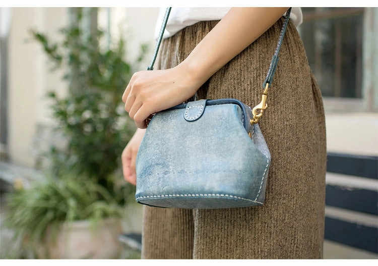 Handmade Womens Tan Leather Small doctor Purse shoulder doctor bags for women