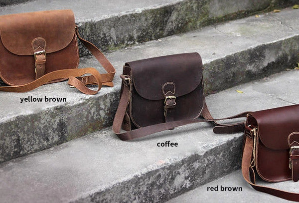 Handmade womens vintage leather crossbody bag  Shoulder Bag for women