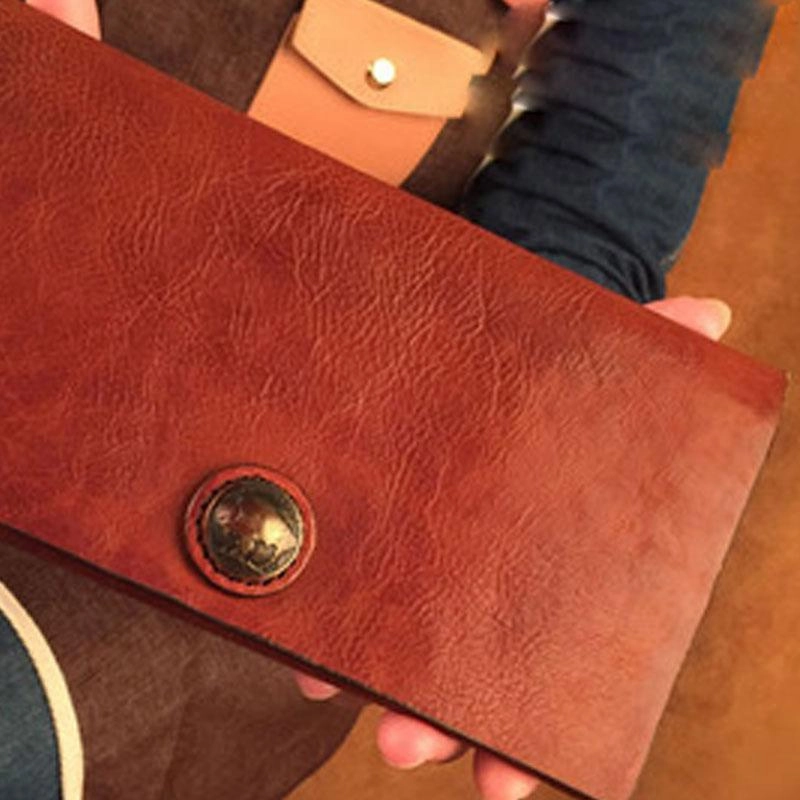 HandmadeLeather Mens Cool Long Leather Wallet Slim Travel Passport Wallet Clutch Wallet for Men