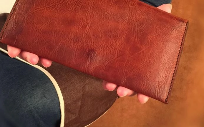 HandmadeLeather Mens Cool Long Leather Wallet Slim Travel Passport Wallet Clutch Wallet for Men