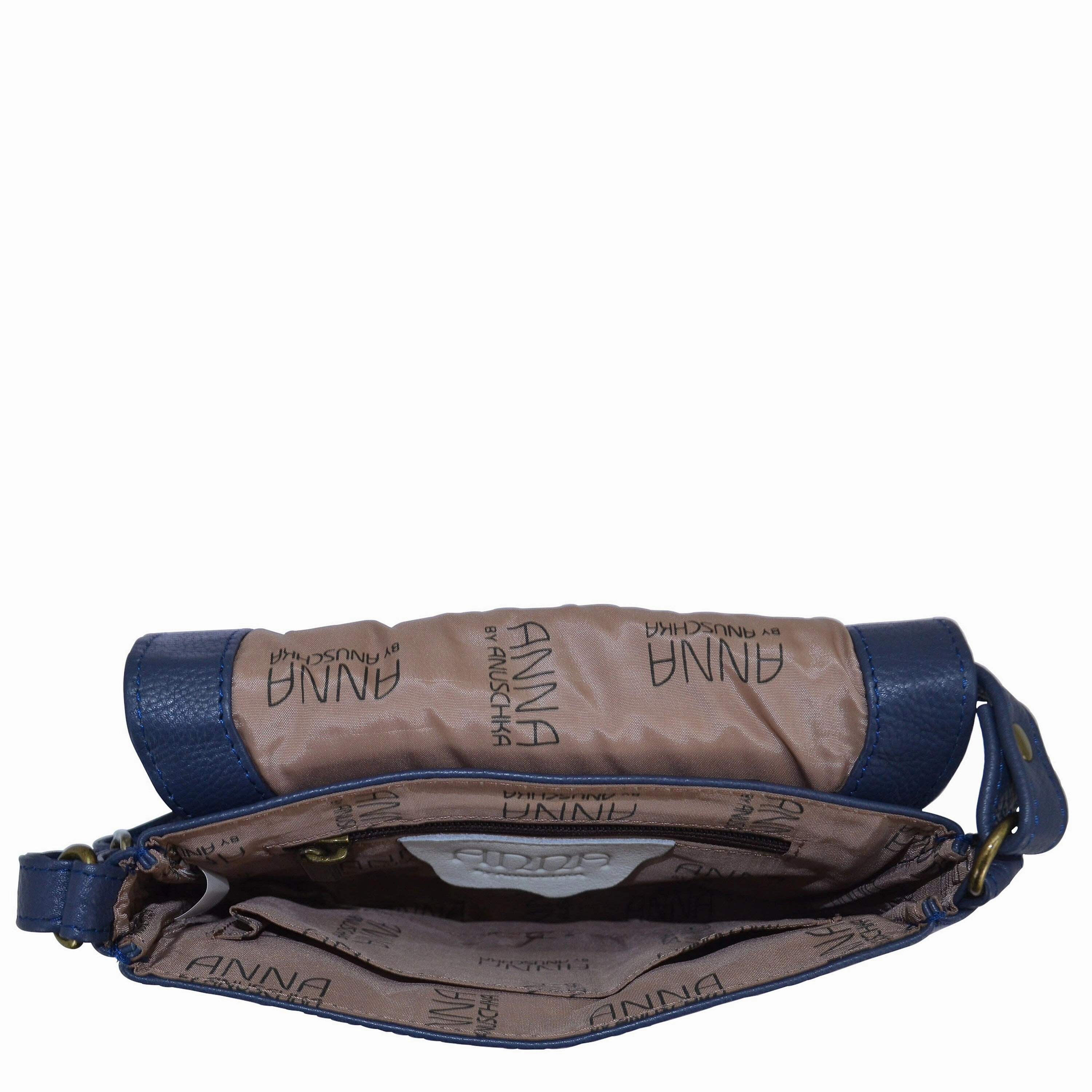 Handpainted Leather Flap Crossbody - Romantic Rose Navy