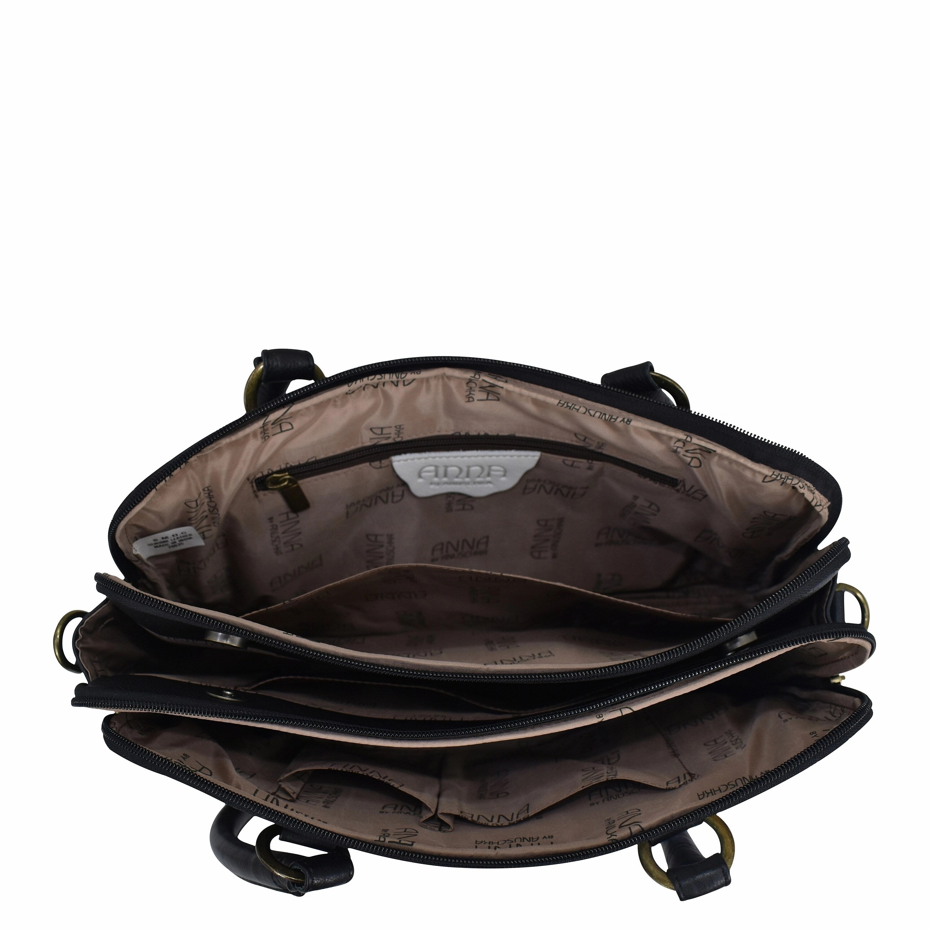 Handpainted Leather Multi Compartment Satchel - Magical Wings Black